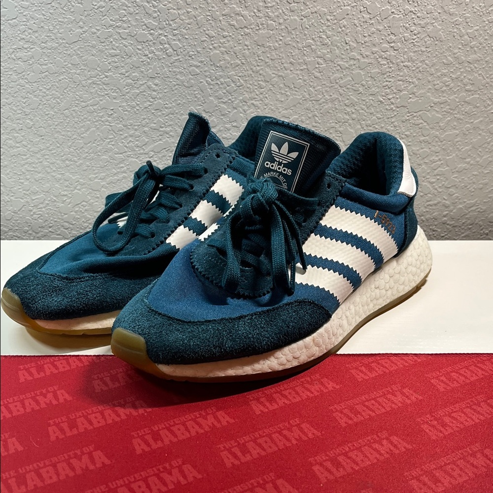 adidas Teal and White Retro Runner Sneakers